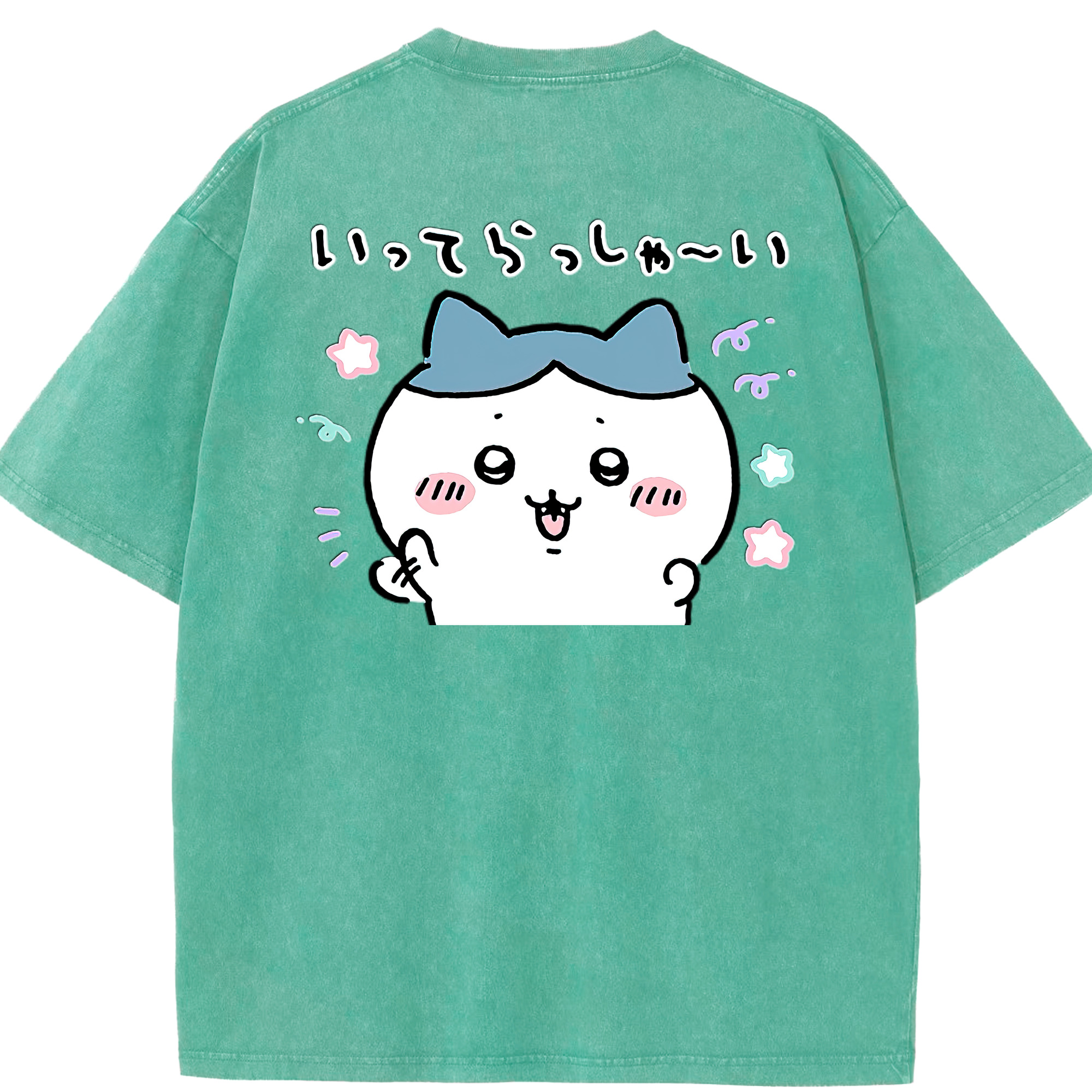 （画像用） ちいかわ ハチワレ Chii-kawa hachiware 綿100% ヴィンテージ風 半袖Tシャツ（背面プリント）